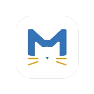 Clash Meta for Android 的应用图标,白底圆角方块上是蓝色 M 字和黄色猫胡须