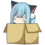 NekoRay 软件图标,一个长着猫耳的蓝发女孩蹲在纸箱里